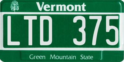 VT license plate LTD375