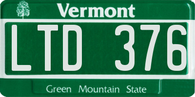 VT license plate LTD376