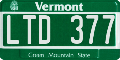 VT license plate LTD377
