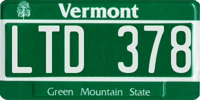VT license plate LTD378