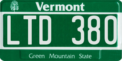 VT license plate LTD380