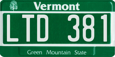 VT license plate LTD381