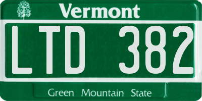 VT license plate LTD382