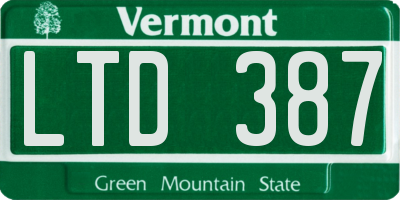 VT license plate LTD387