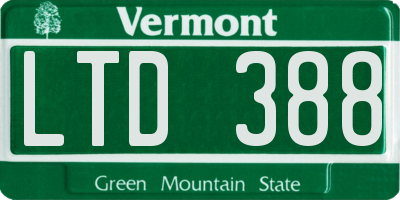 VT license plate LTD388