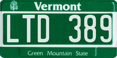 VT license plate LTD389