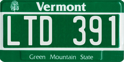 VT license plate LTD391