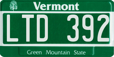 VT license plate LTD392