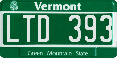 VT license plate LTD393