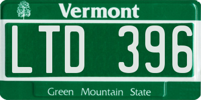 VT license plate LTD396