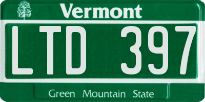 VT license plate LTD397