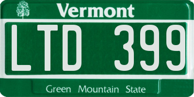 VT license plate LTD399