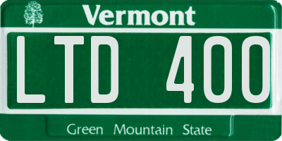 VT license plate LTD400