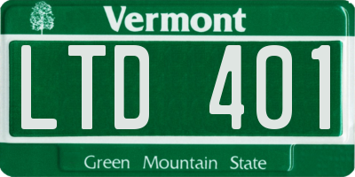 VT license plate LTD401