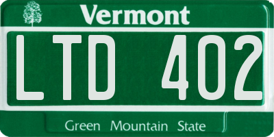 VT license plate LTD402