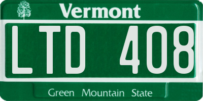 VT license plate LTD408