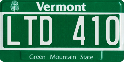 VT license plate LTD410