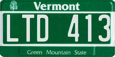 VT license plate LTD413