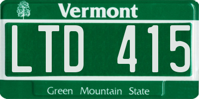VT license plate LTD415