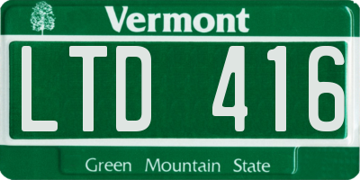 VT license plate LTD416
