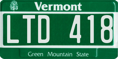 VT license plate LTD418