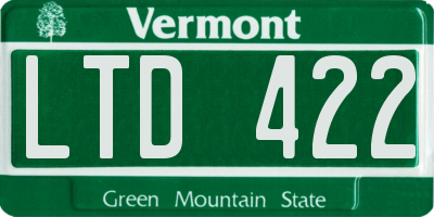 VT license plate LTD422