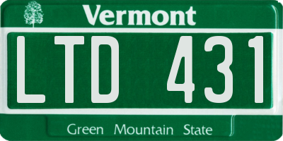 VT license plate LTD431
