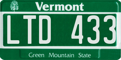 VT license plate LTD433