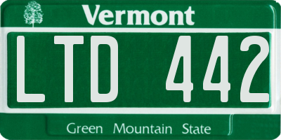 VT license plate LTD442