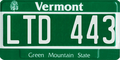VT license plate LTD443