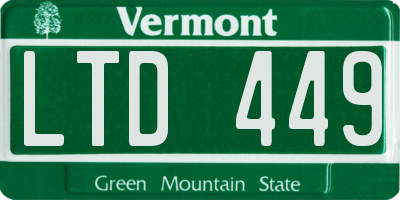 VT license plate LTD449