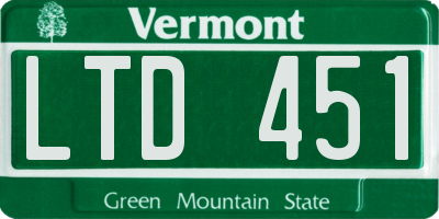 VT license plate LTD451