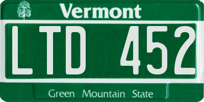 VT license plate LTD452