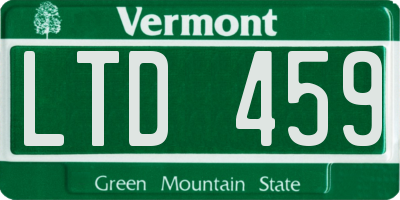 VT license plate LTD459