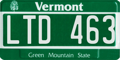 VT license plate LTD463
