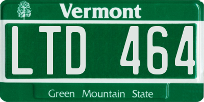 VT license plate LTD464