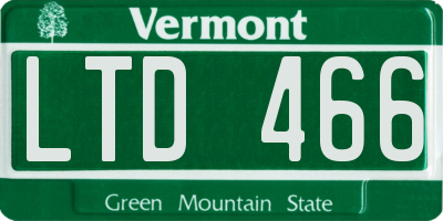 VT license plate LTD466