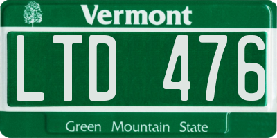 VT license plate LTD476