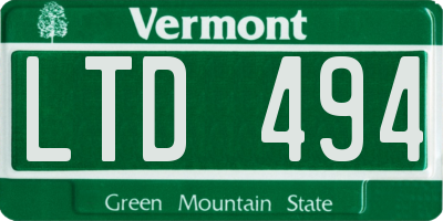 VT license plate LTD494
