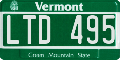 VT license plate LTD495