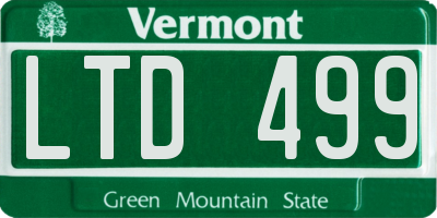 VT license plate LTD499
