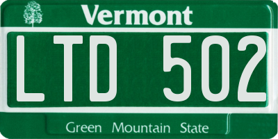 VT license plate LTD502