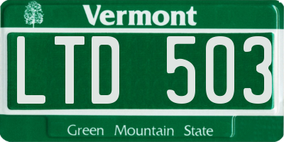 VT license plate LTD503