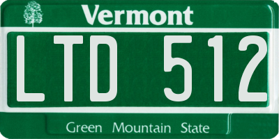 VT license plate LTD512