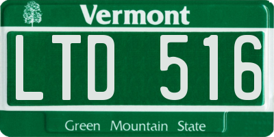 VT license plate LTD516