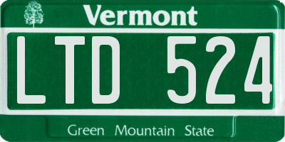 VT license plate LTD524