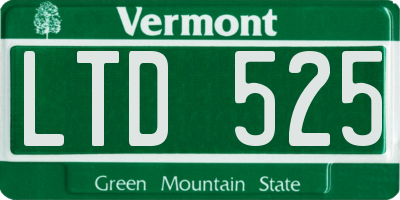 VT license plate LTD525