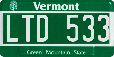 VT license plate LTD533