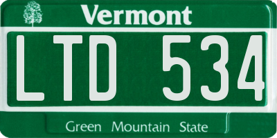 VT license plate LTD534