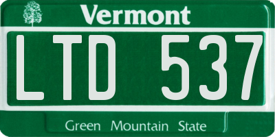 VT license plate LTD537